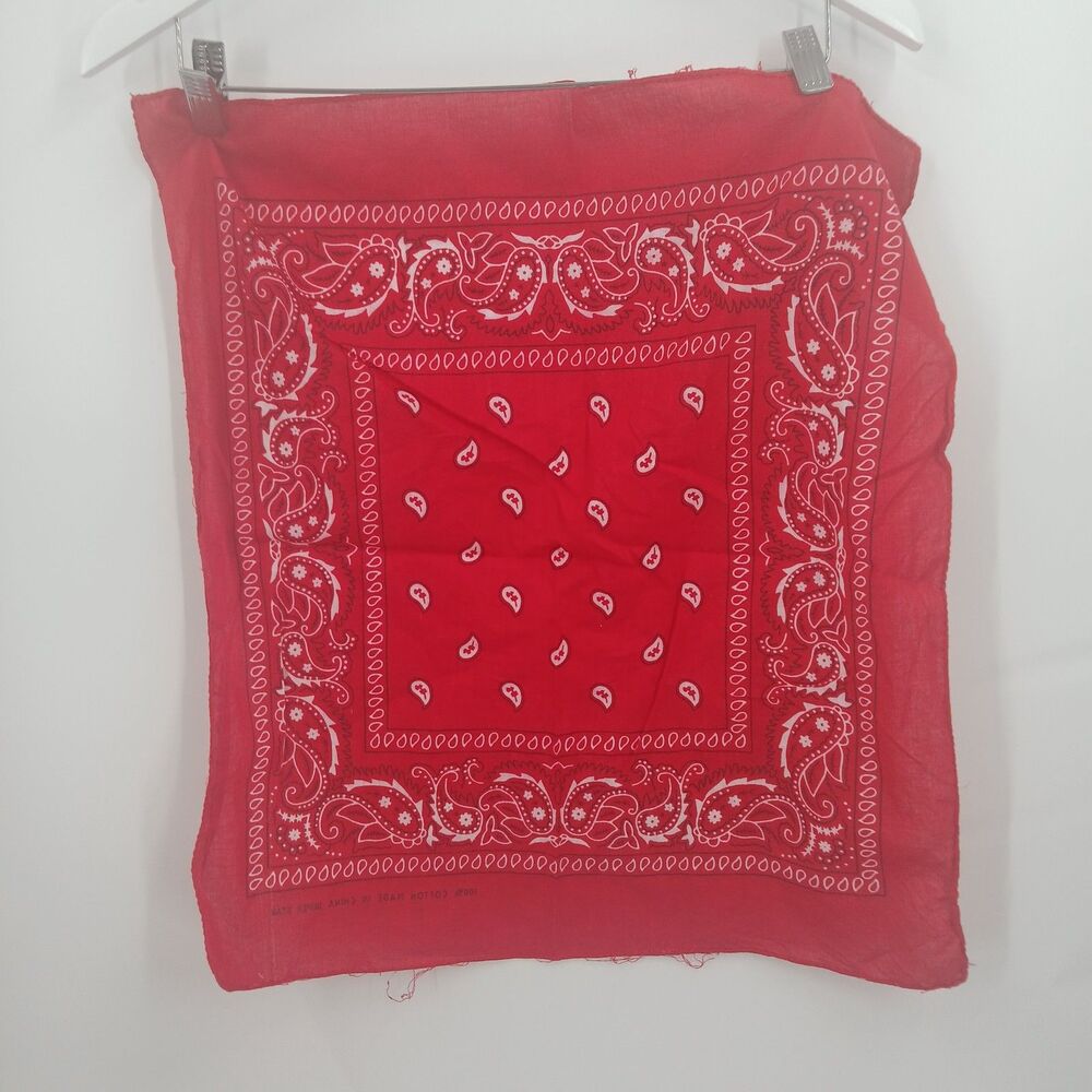 Red Bandana Print Pocket Square - Cotton Paisley Design